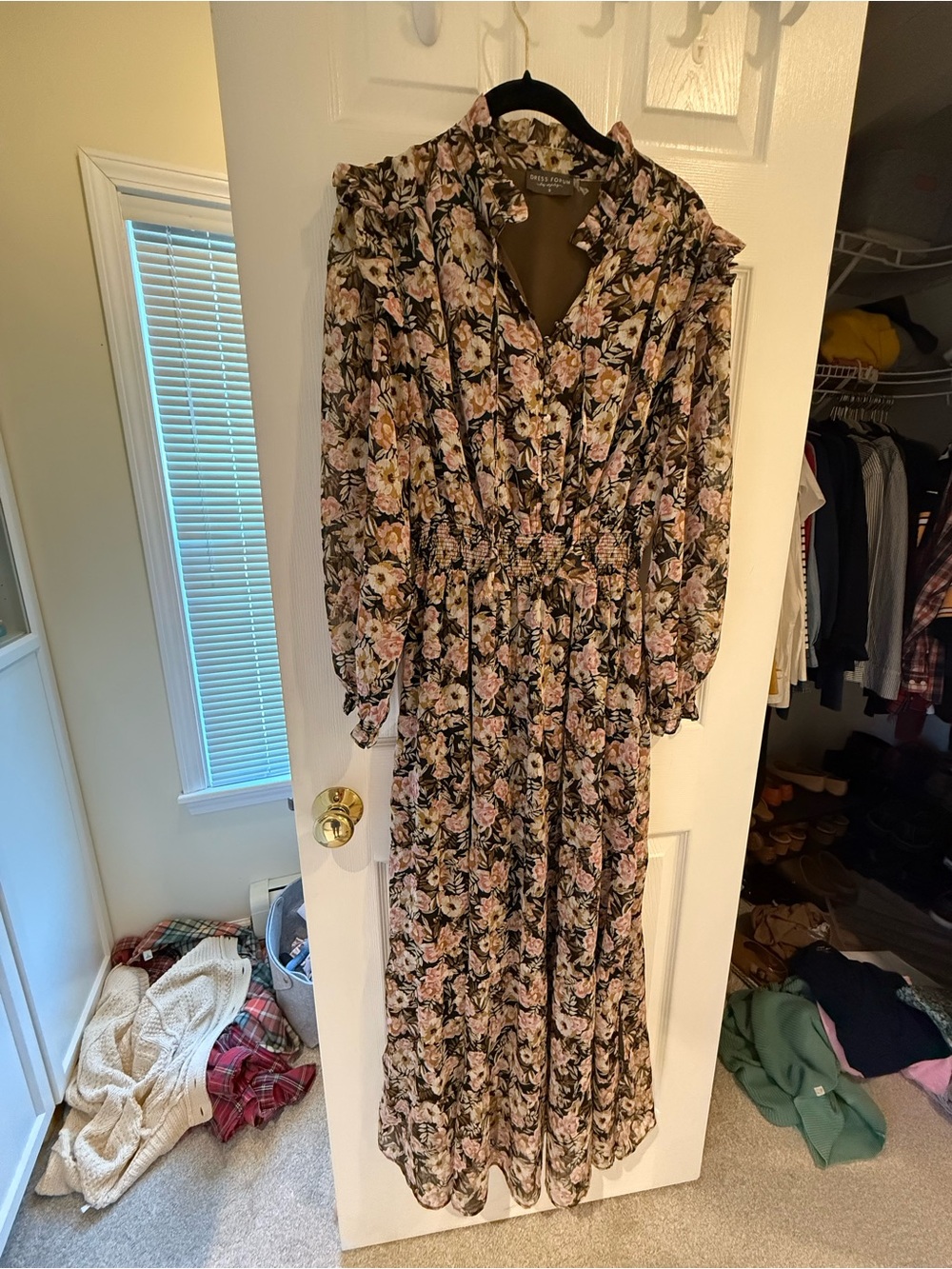 Dress Forum Black Maxi Dress with Pink and Cream Floral Print